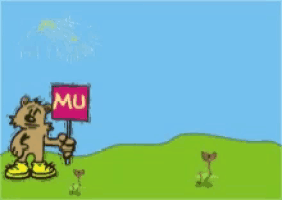 a cartoon of four bears holding signs that say muchas gracias