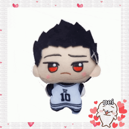 a stuffed toy with the number 10 on his shirt