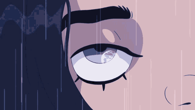 a close up of a person 's eye with a reflection of the earth in it