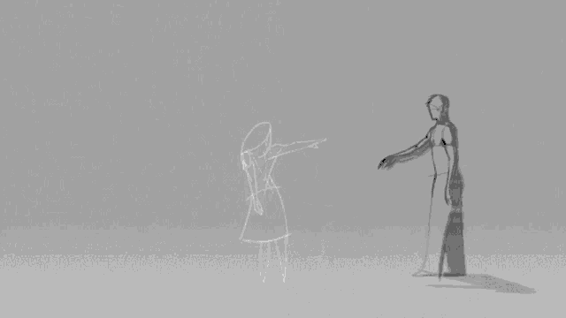 a black and white drawing of a person dancing with a light coming out of their back .