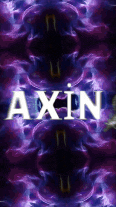 a purple background with the word axin in white letters