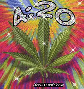 a colorful background with a marijuana leaf and the numbers 420