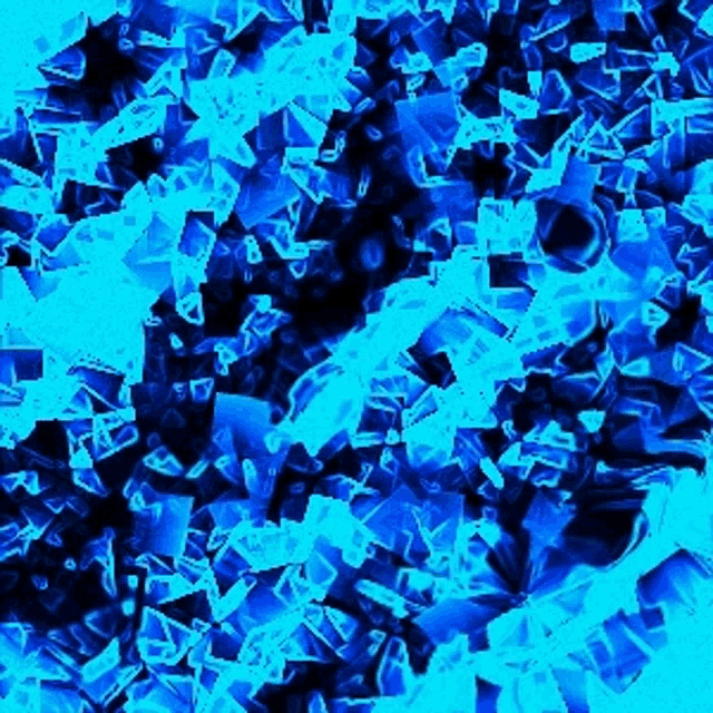 a blue background with a lot of pieces of ice on it