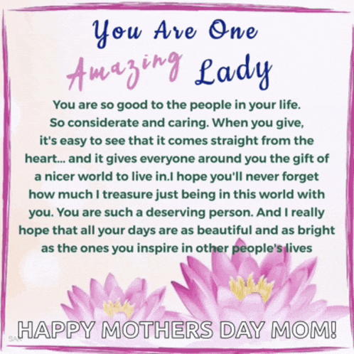 a mother 's day card that says ' you are one amazing lady ' on it