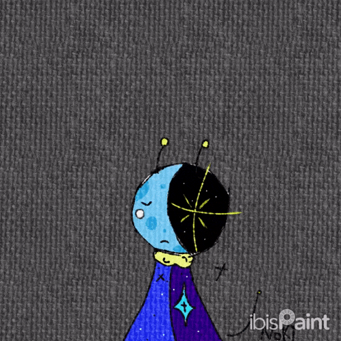 a drawing of an alien with ibis paint written on the bottom right