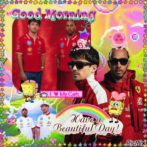 a collage of men with the words good morning have a beautiful day at the top