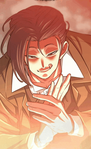 a man in a suit and white gloves is making a silly face