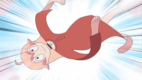 a cartoon character is flying through the air while wearing a red shirt