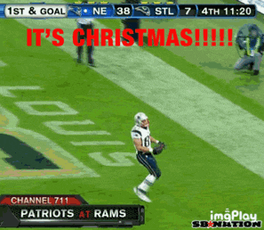 a football game between the patriots and the rams with the words it 's christmas