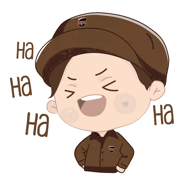 a cartoon illustration of a ups worker laughing