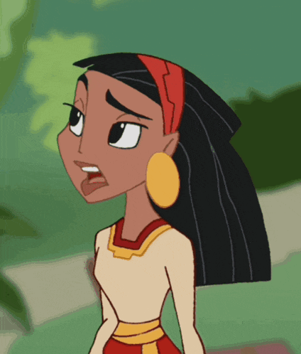 a cartoon character with a red headband and earrings