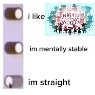 i like night in the woods im mentally stable im straight and a picture of night in the woods