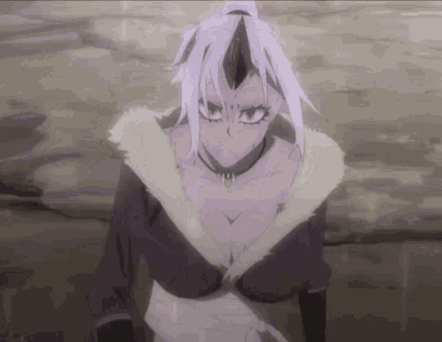 a close up of a female anime character with a ponytail