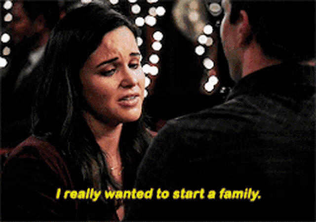 a woman says i really wanted to start a family while looking at a man
