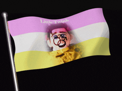 a little twink flag with a picture of a boy on it