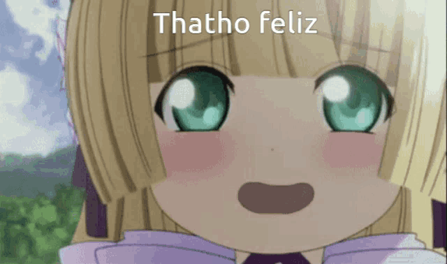 a picture of a girl with the words thatho feliz written above her