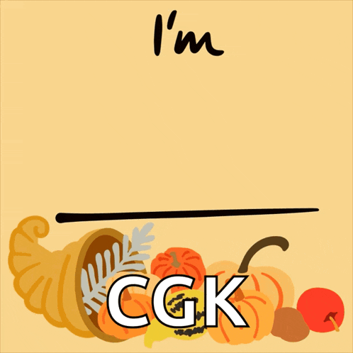 a sign that says i 'm thankful for cgk with a cornucopia