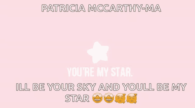 a pink background with white text that says patricia mccarthy ma