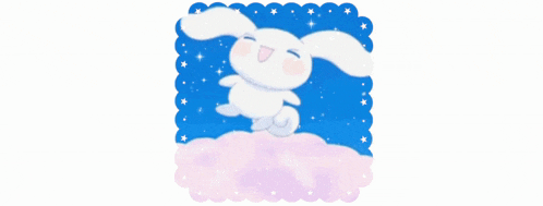 a picture of cinnamoroll sleeping on a cloud