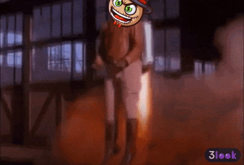 a cartoon of a man hanging from a rope with a 3look logo in the bottom right corner