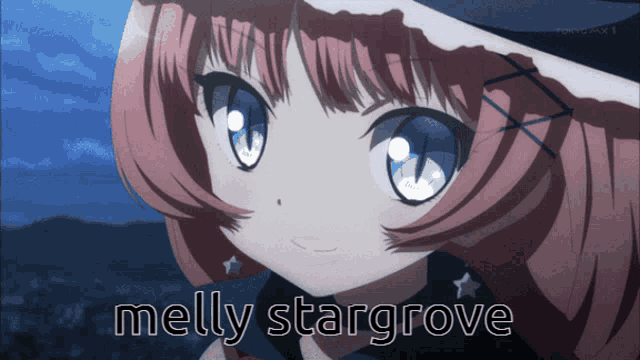a picture of a girl with the words melly stargrove written below her