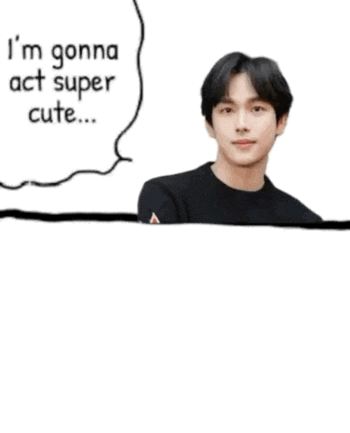 a drawing of a boy with the words i 'm gonna act super cute below it