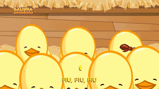 a bunch of cartoon ducks are standing next to each other with the words " fiu fiu fiu " in the bottom right