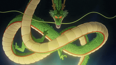 a green and yellow dragon with red eyes and a long neck