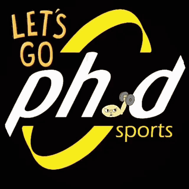 let 's go phd sports logo with a yellow arrow