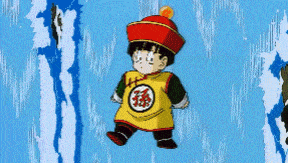 a cartoon character with a chinese symbol on his chest