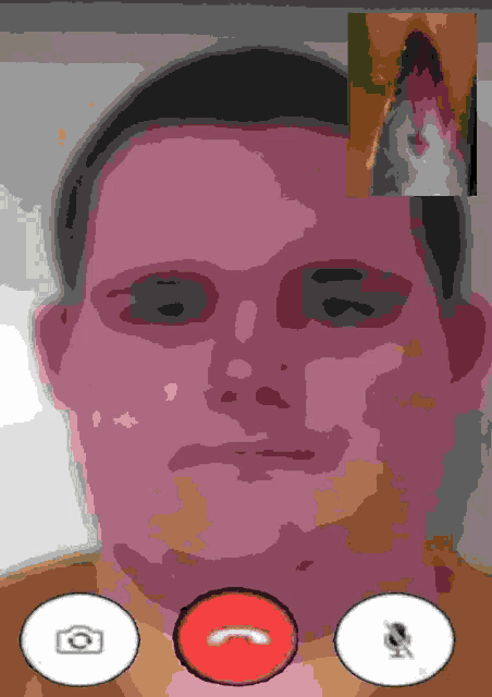 a cartoon of a man talking on a phone with a red button in front of his mouth