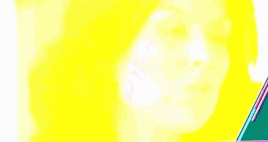 a close up of a woman 's face with a blue background .