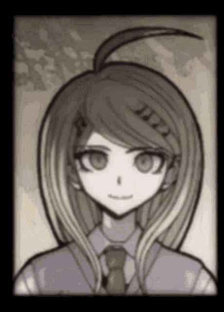 a drawing of a girl with long hair wearing a tie .