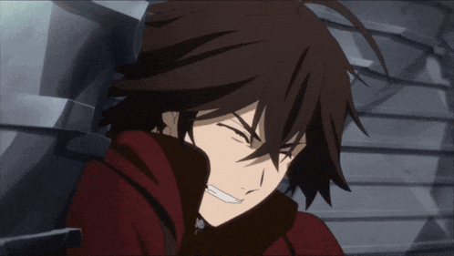a close up of a person with dark hair and a red jacket