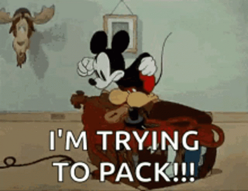 Road Trip Im Trying To Pack GIF - Road Trip Im Trying To Pack Mickey Mouse GIFs