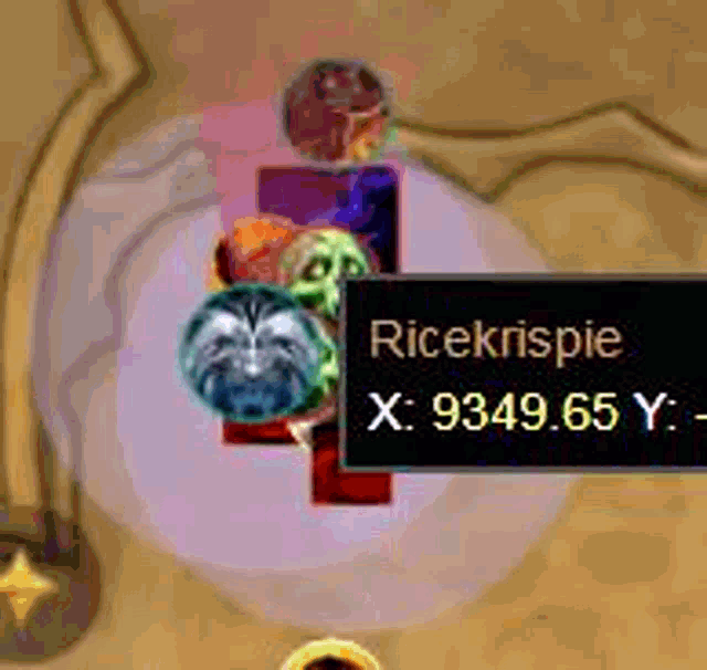 a screenshot of a video game with ricekrispie x 9349.65 y
