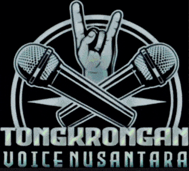 a logo for tongkrongan voice nusantara with a hand making a devil horns sign