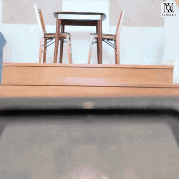 a table and chairs in a room that says number 1 on it