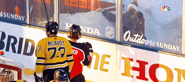a hockey player with the name mcavoy on his back