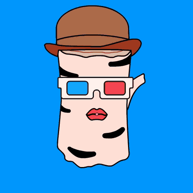 a cartoon of a man blowing a big pink bubble gum
