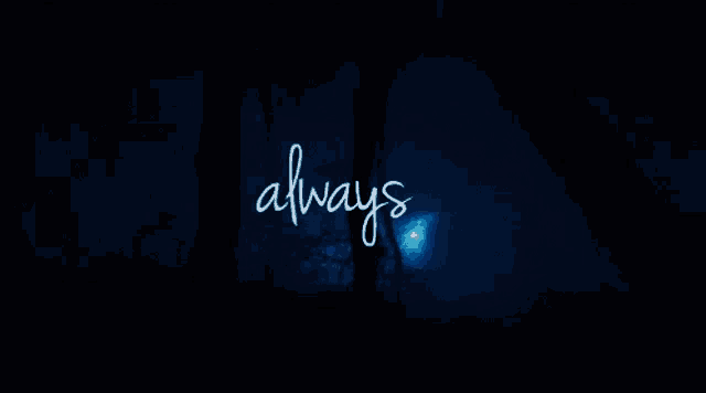 the word always is written in white on a blue background