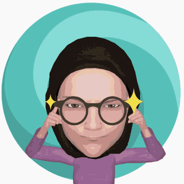 a cartoon of a woman wearing glasses and a headscarf