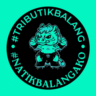 a sticker with a pig and the words tributik balanc
