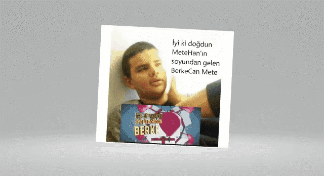 a card with a picture of a boy and the word berkecan on it