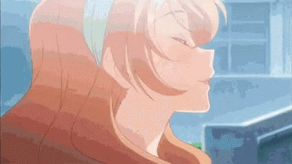 a close up of a woman 's face with long hair in a cartoon .
