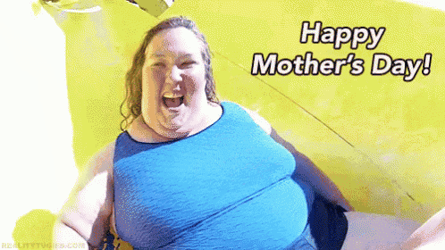 a happy mother 's day greeting card with a woman on a water slide