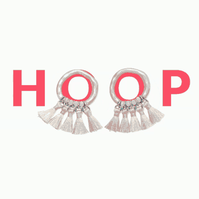 a pair of red and blue hoop earrings on a blue background