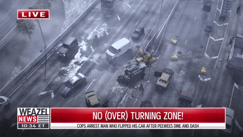an aerial view of a highway with weazel news