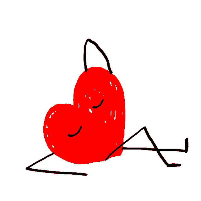 a drawing of a red heart with legs and arms