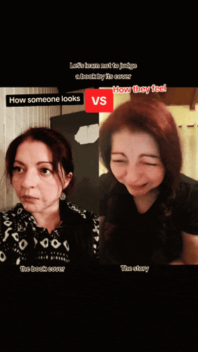 two pictures of a woman with the words how someone looks vs how they feel on the bottom